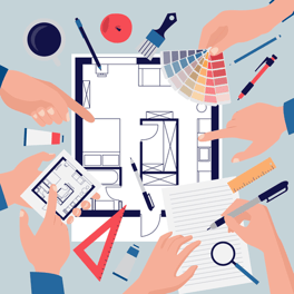 Many designers giving feedback