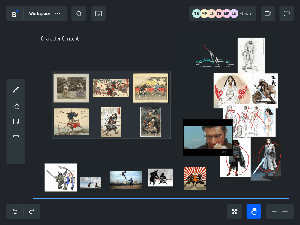 Character Concept Workspace in Bluescape