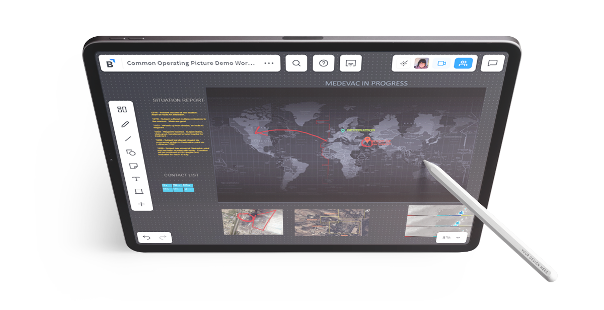 Tablet with Medevac workspace